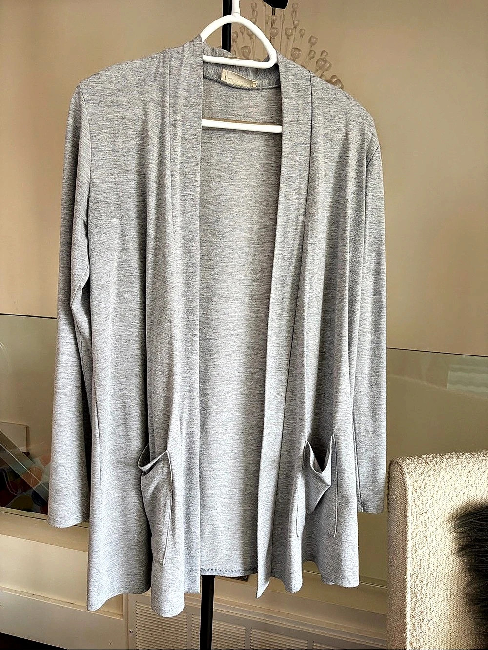 Open Front Cardigan in Light Grey